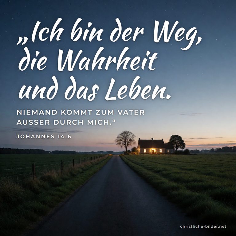 Bibelvers Johannes 14,6: Ich bin der Weg, die Wahrheit und das Leben – Weg zum erleuchteten Haus