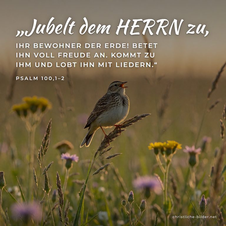 Bibelvers Psalm 100: Jubelt dem HERRN zu, ihr Bewohner der Erde – Singende Lerche im Sommerfeld
