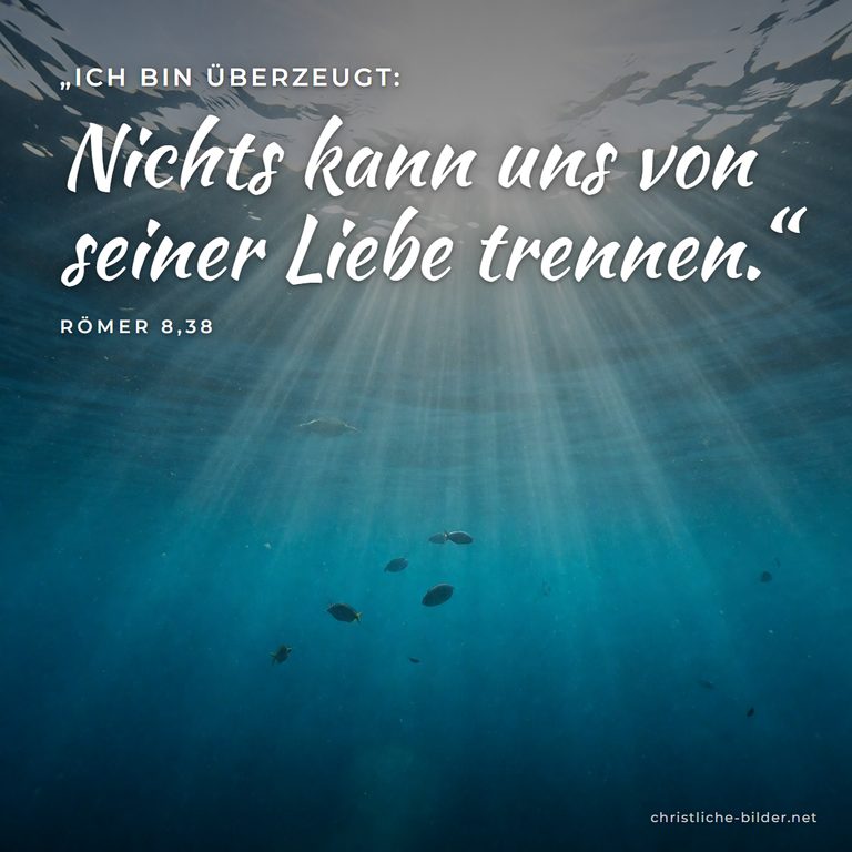 Bibelvers Römer 8,38: Nichts kann uns von seiner Liebe trennen – Sonnenstrahlen in der Meerestiefe